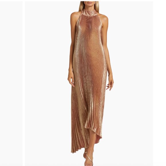 L'Idée Pleated Halterneck Gown (Size 2 US) - Picture 2 of 4